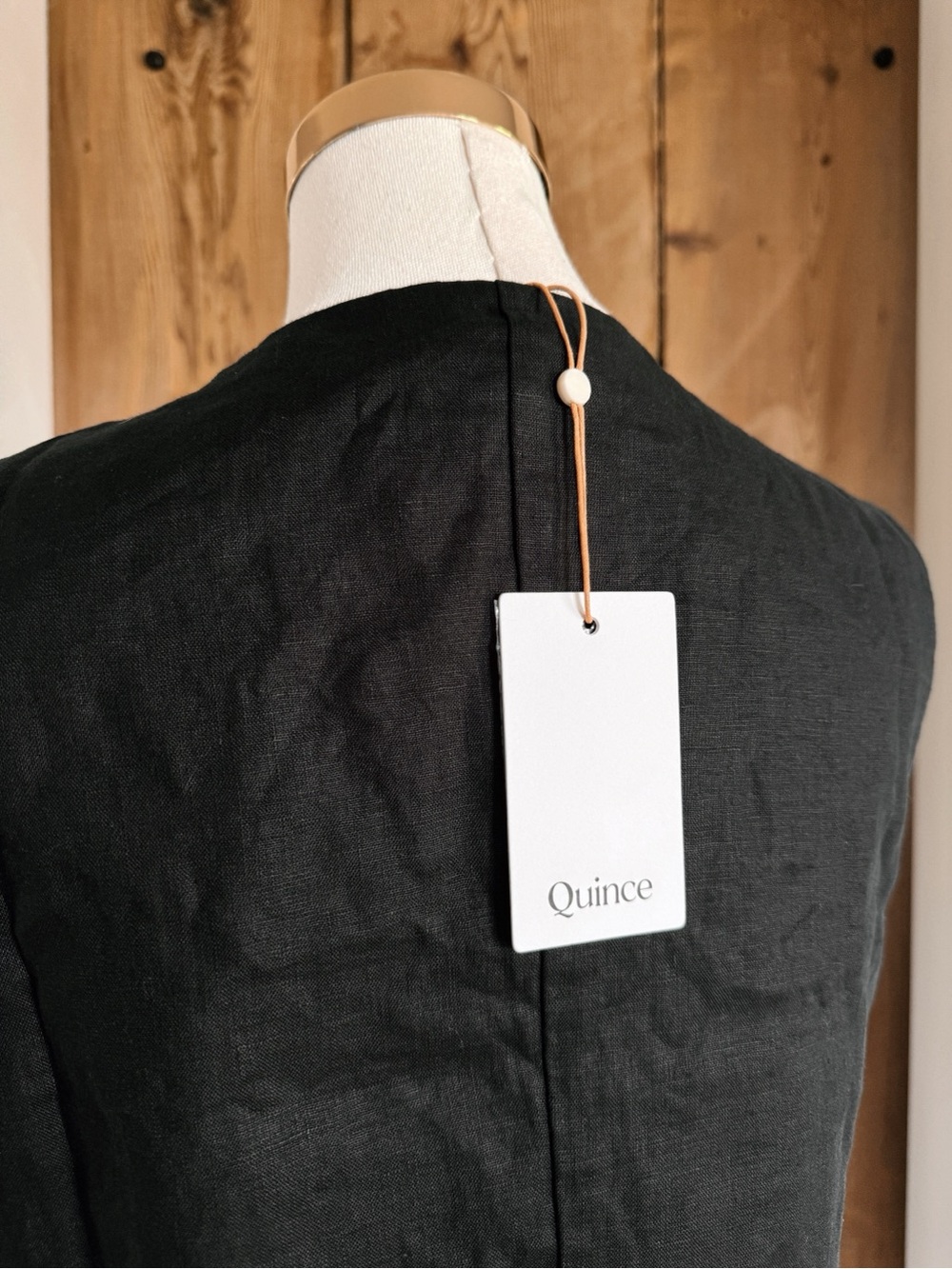 Sz L Quince Black 100% European Linen Relaxed Fit Button Up Vest NWT - Picture 4 of 9